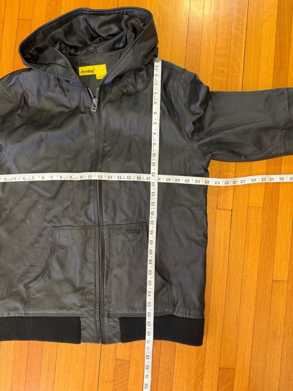 Burton Analog Emulsion Blk Hooded Leather Bomber Jacket Men L Rare 2008 Skater - Picture 10 of 14